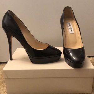 Jimmy Choo Cosmic Patent Leather Navy Heels